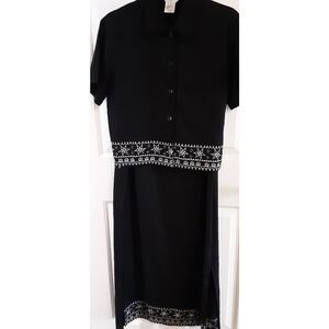 OUTFIT JP Dress And Jacket Set Black Sleeveless Sheath Crop Embroidered‎ Beading